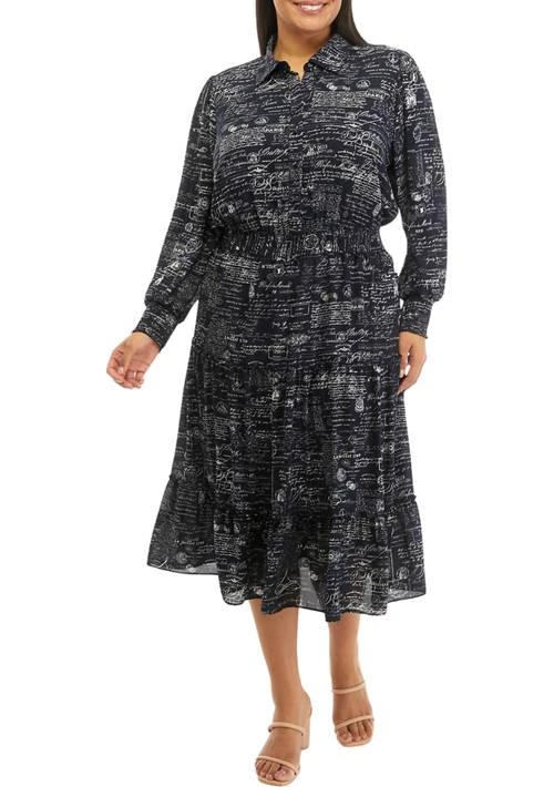 Tahari Tahari Plus Size Printed Button Down Dress 1
