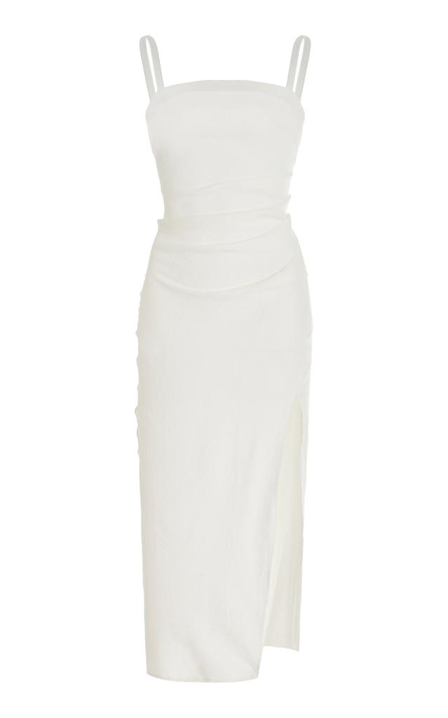 Anemos Anemos - The Nadege Draped Linen-Blend Midi Dress - White - L - Moda Operandi