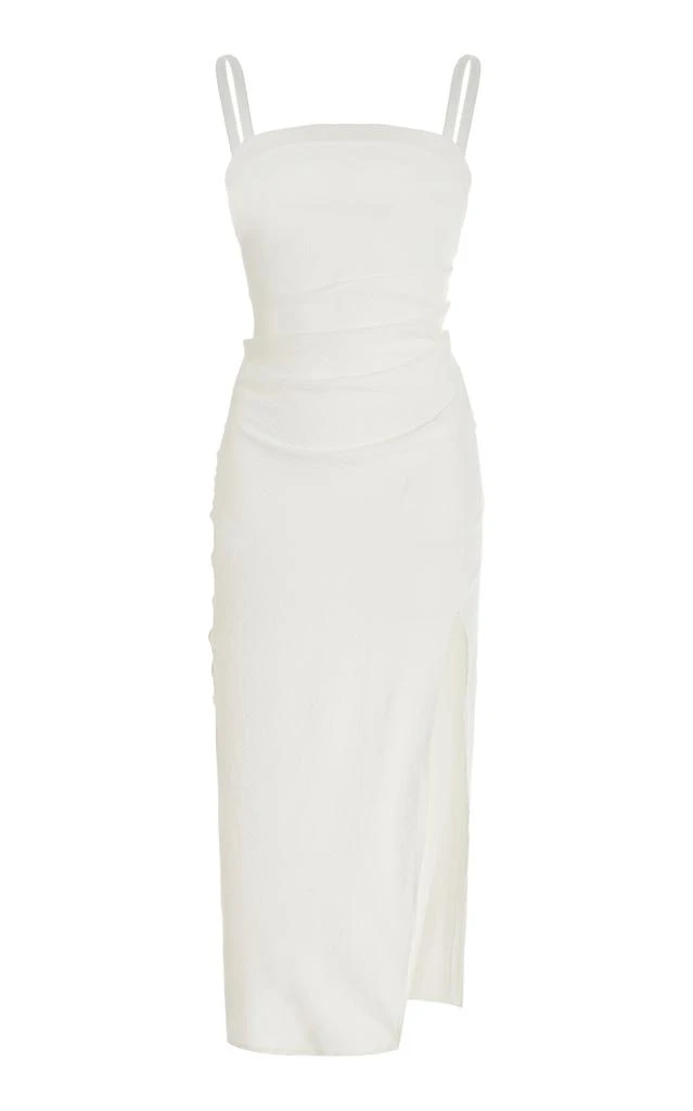 Anemos Anemos - The Nadege Draped Linen-Blend Midi Dress - White - L - Moda Operandi 1