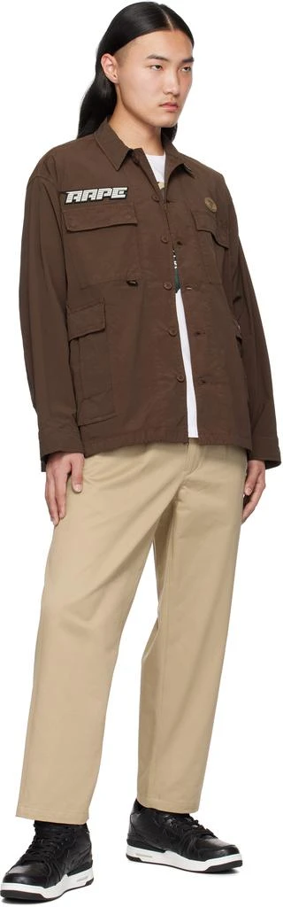 AAPE by A Bathing Ape Brown Moonface Logo Multi-Pocket Shirt Jacket 4