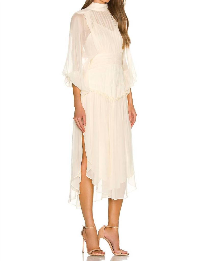 Shona Joy Iris Long Sleeve Open Back Midi Dress In Cream