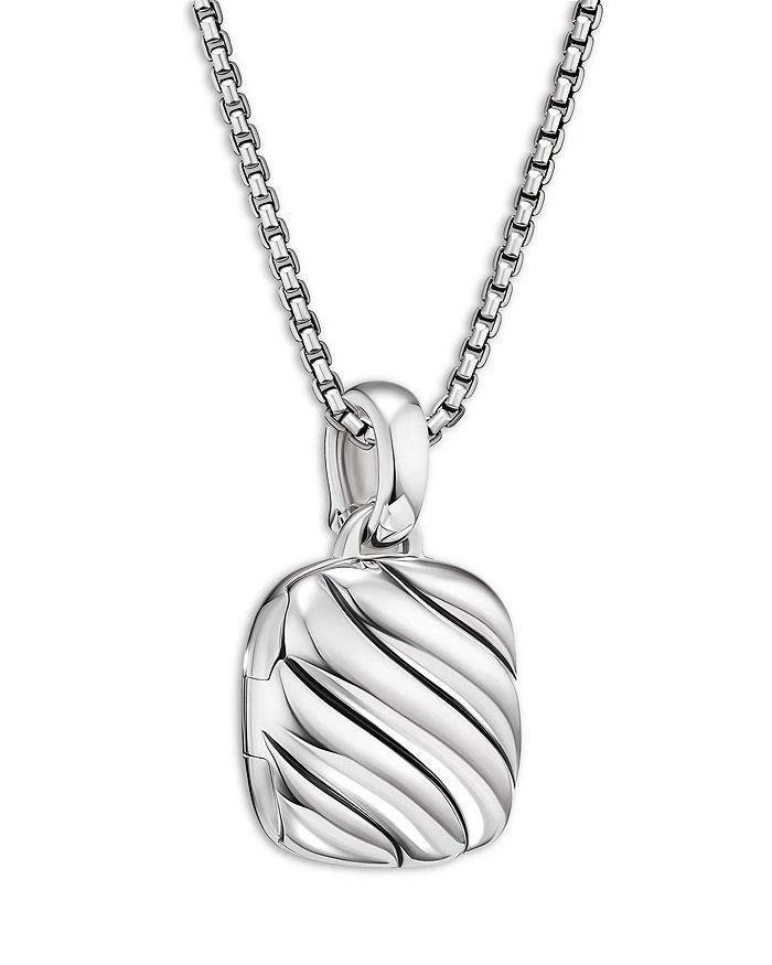 David Yurman Sterling Silver Sculptured Cable Square Locket Pendant 2
