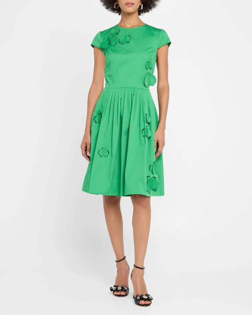Oscar de la Renta Orchid Cutout Cotton-Twill Sleeveless Midi Dress 2