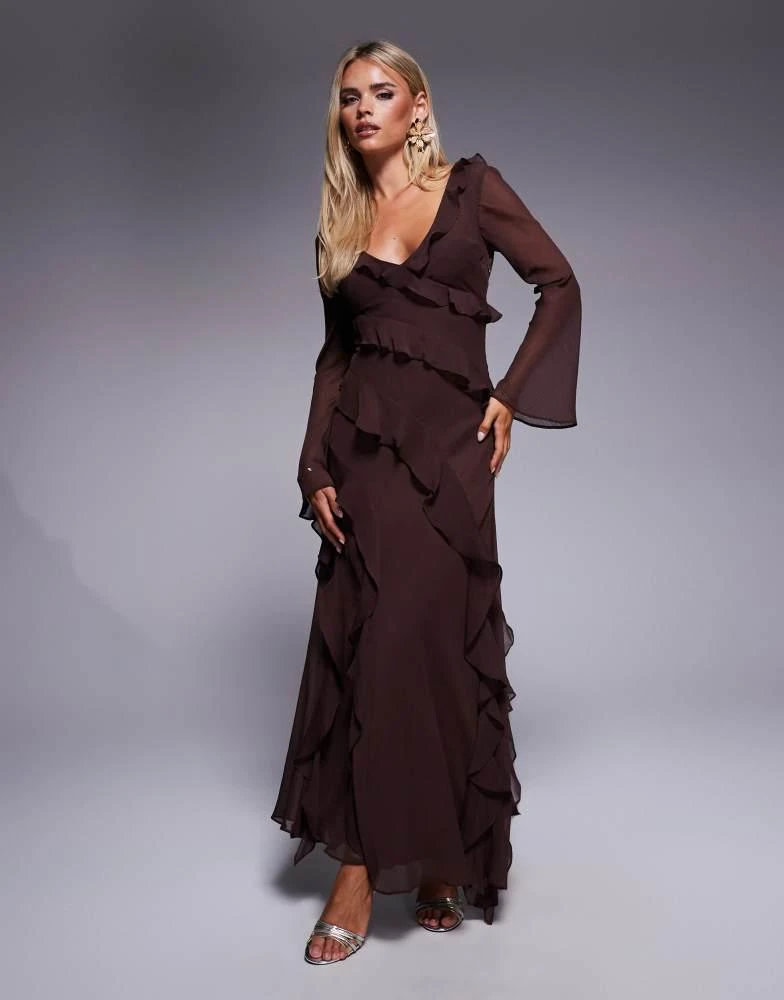 brown maxi dress petite Eva Fashion 3527 Two Piece Long Formal Beaded Evening Dress main image 1