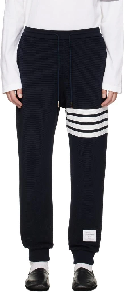 Thom Browne Navy 4-Bar Ottoman Sweatpants 1