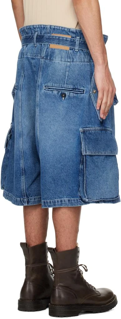 Hed Mayner Blue Zip Vent Denim Cargo Shorts 3