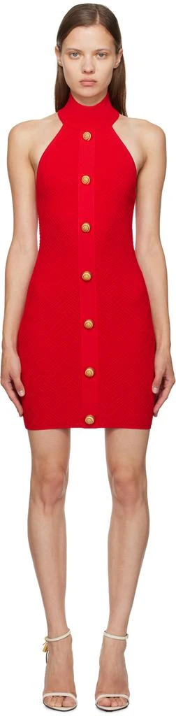 Balmain Red Halter Neck Minidress 1
