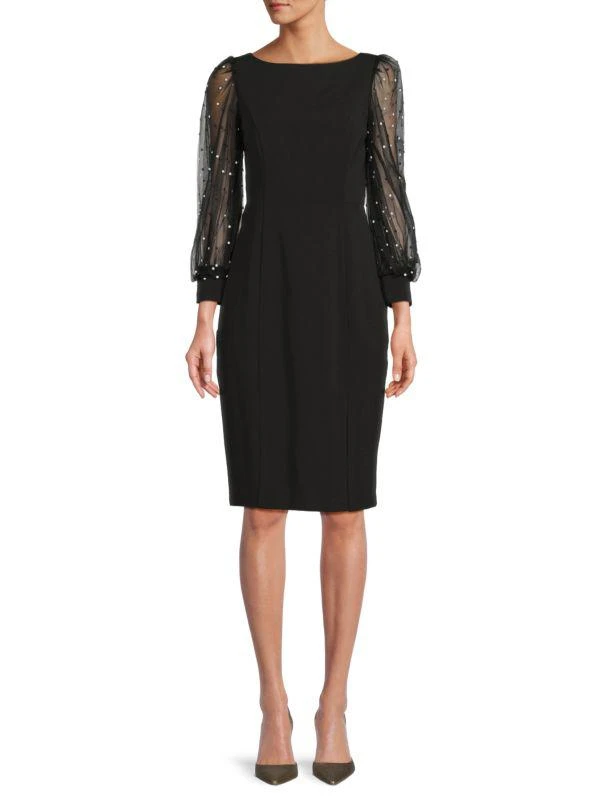 Eliza J Simulated Pearl Knee Cocktail Dress 1