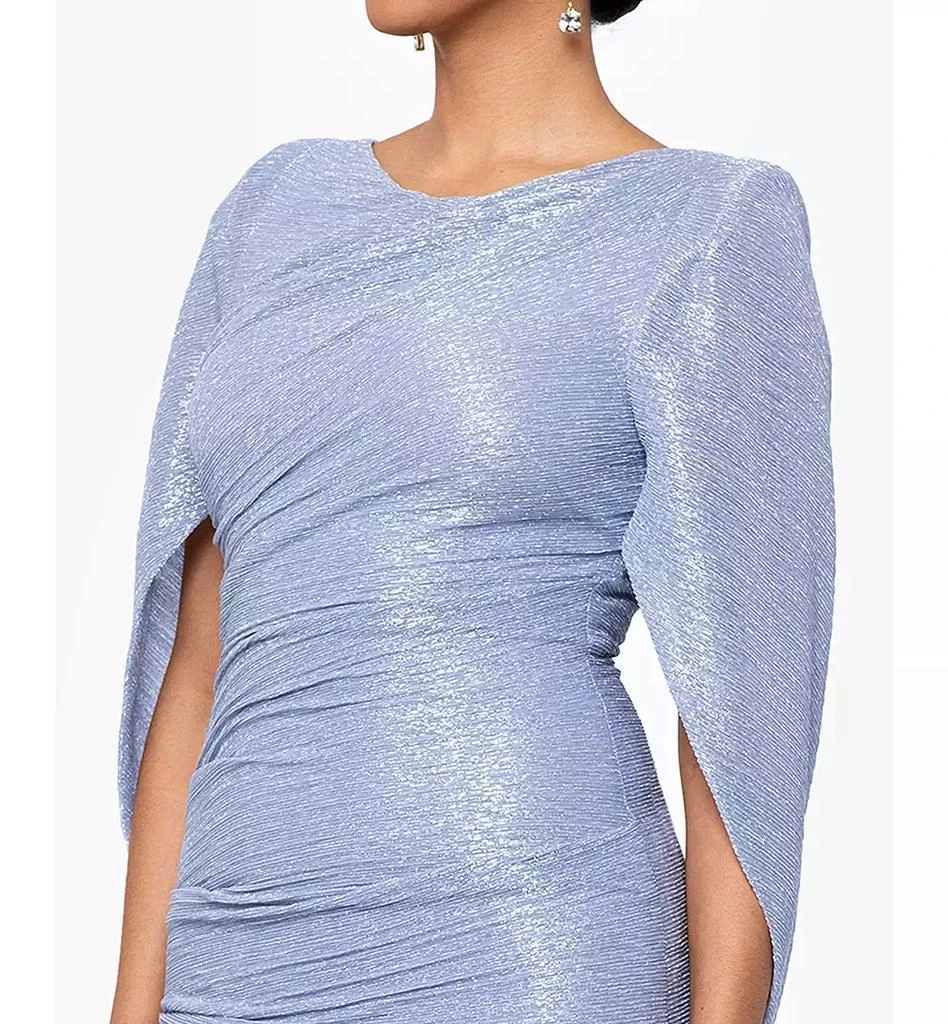 Betsy & Adam Metallic Cape Gown 3