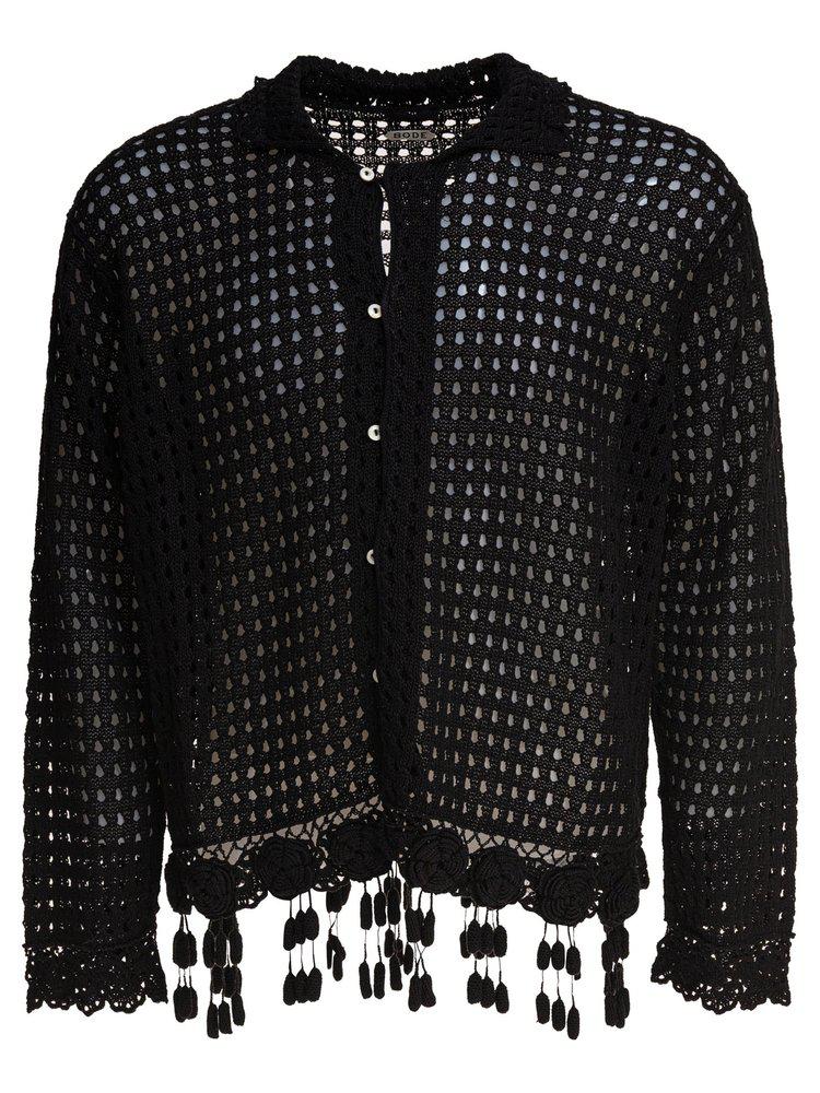 BODE Bode Crochet Button-Down Shirt