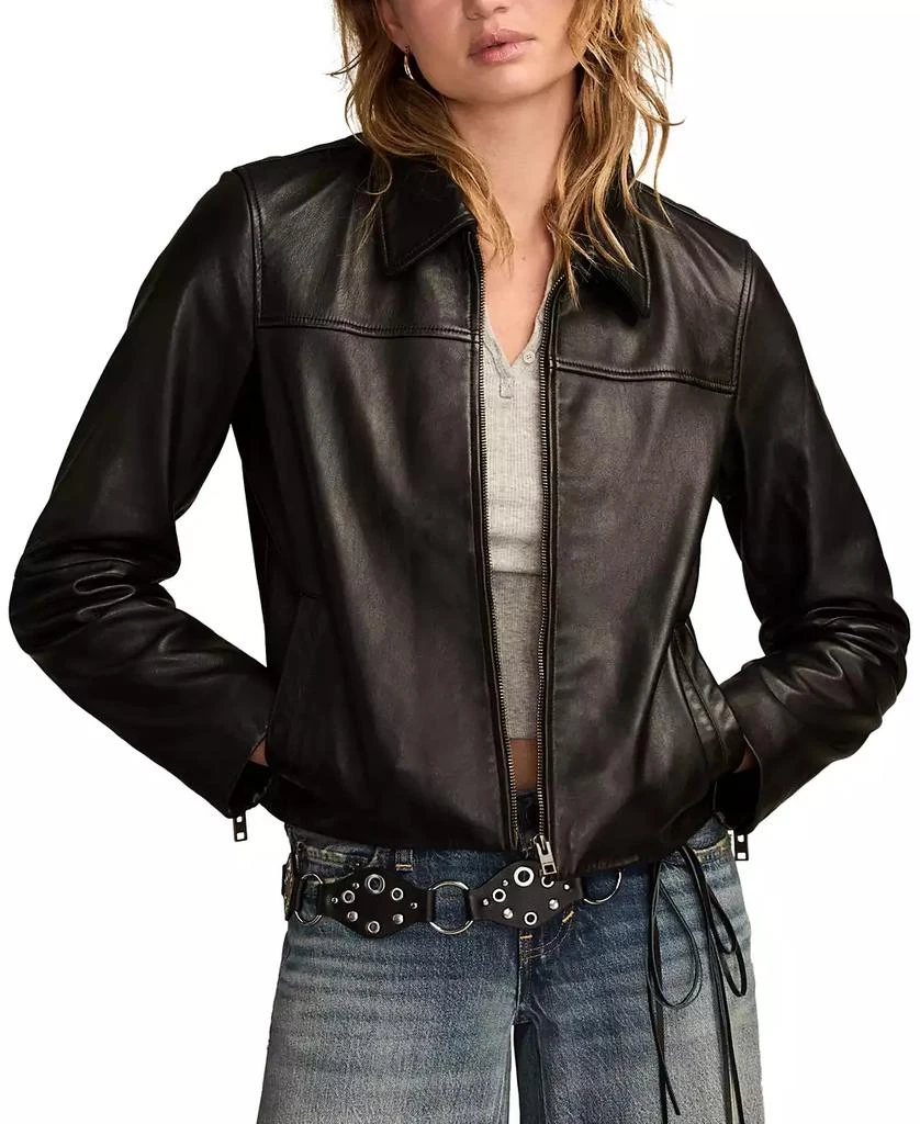 Lucky Brand Women's Zip Up Leather Jacket 1