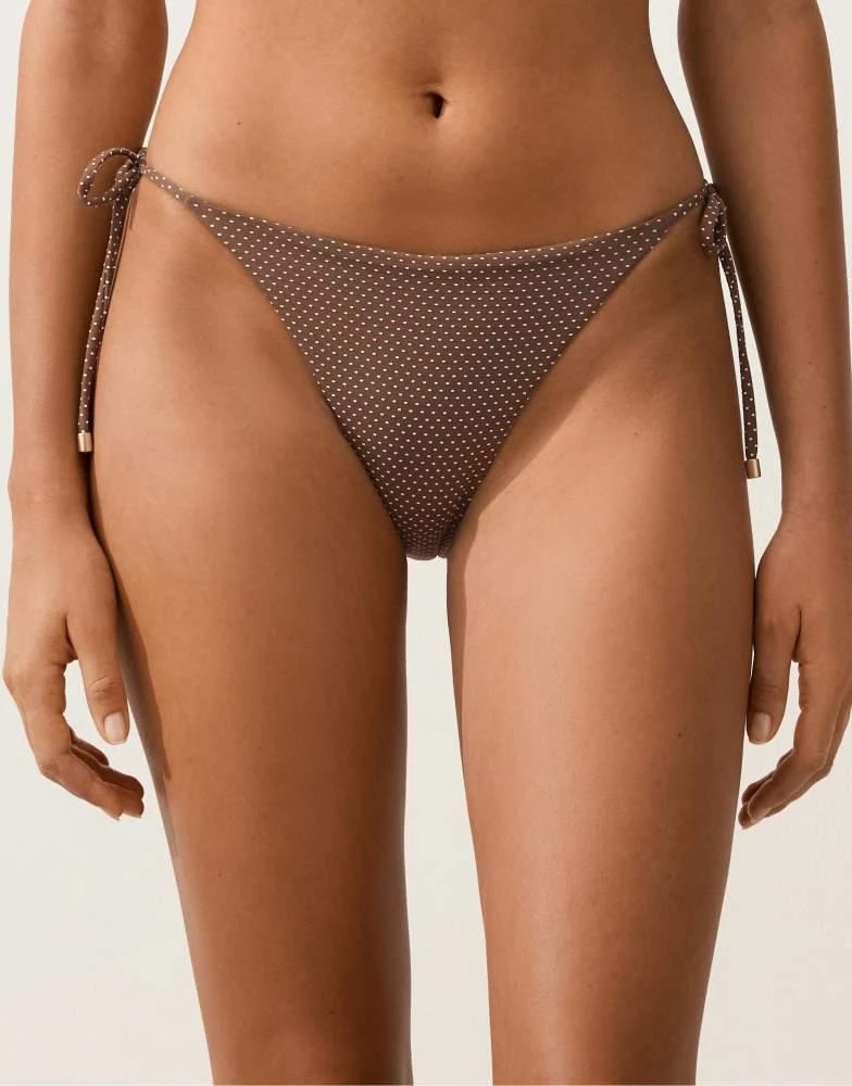 OYSHO OYSHO Mini polka dot medium-coverage bikini briefs in brown