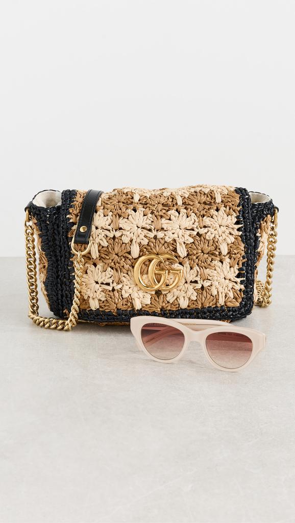 Shopbop Archive Gucci GG Marmont Crossbody Bag, Khaki and Black Straw