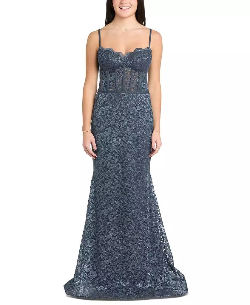 Morgan & Company Juniors' Glitter Lace Corset Gown 1