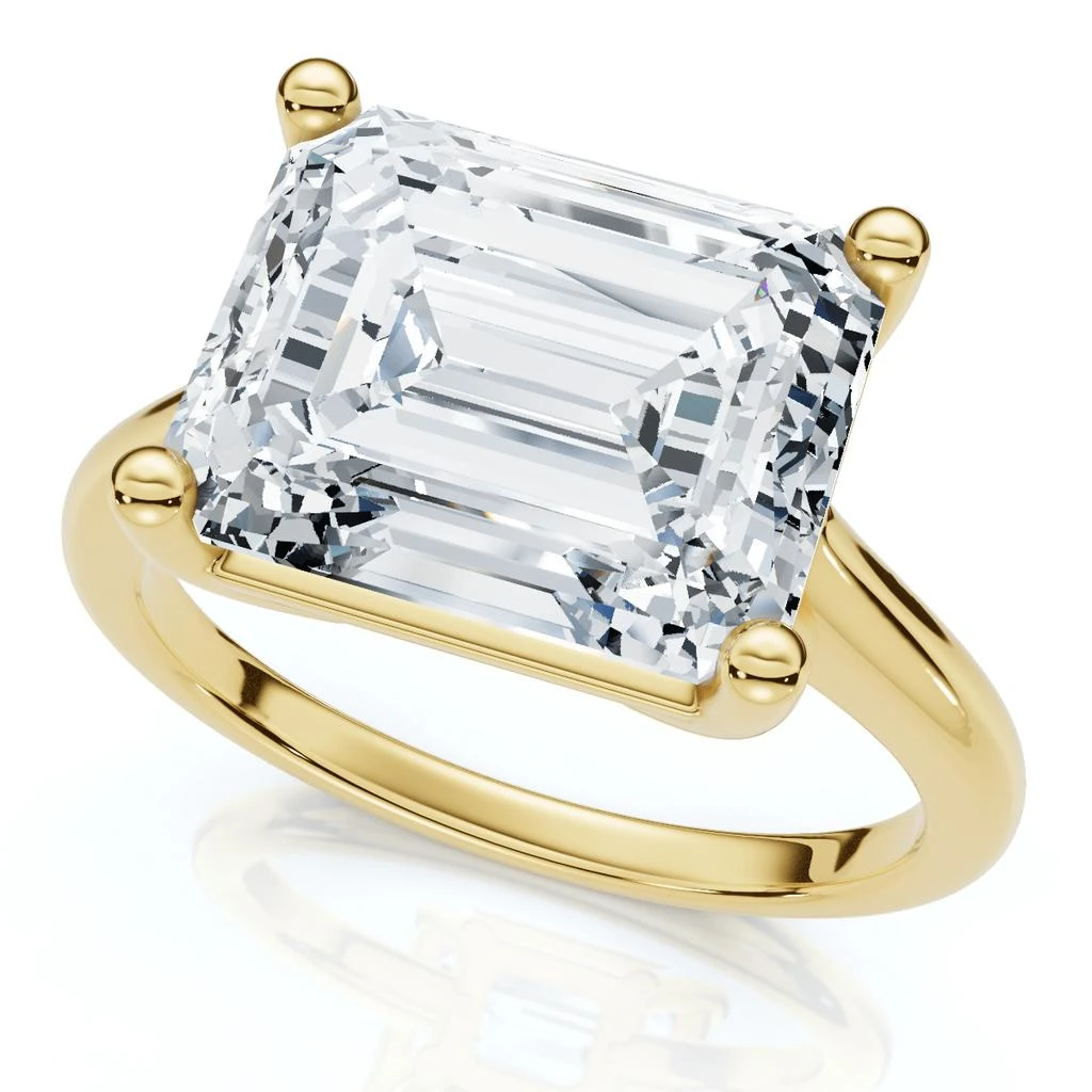 Pompeii3 Certified 5Ct Emerald Cut Lab Grown Diamond Solitaire East West Engagement Ring