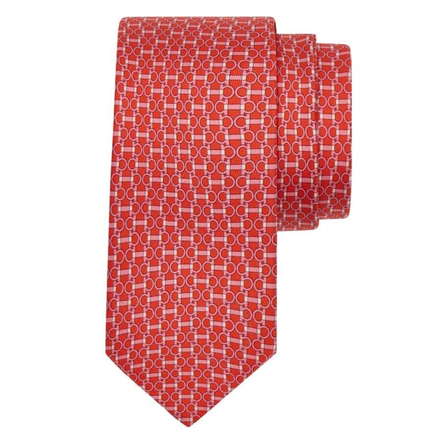Salvatore Ferragamo Gancini Horsebit Print Silk Tie
