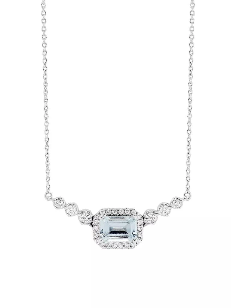 Saks Fifth Avenue Collection 14K White Gold, Aquamarine 
0.25 TCW Diamond Pendant Necklace
