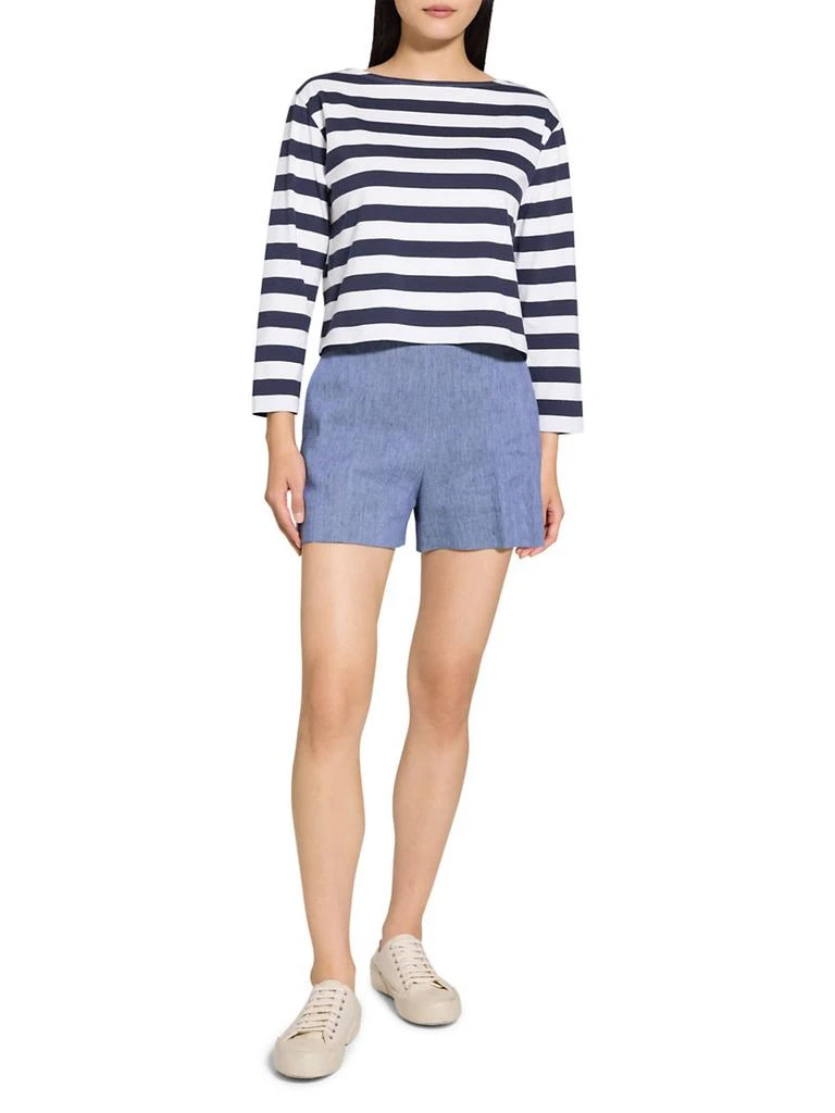 Theory Clinton Striped Cotton Boatneck Shirt 2