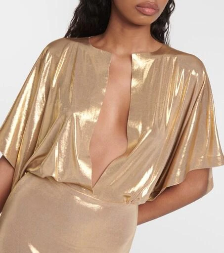 norma kamali dress gold Rose Gold Sequin V-Neck Long Sleeve Bodycon Dress main image 0