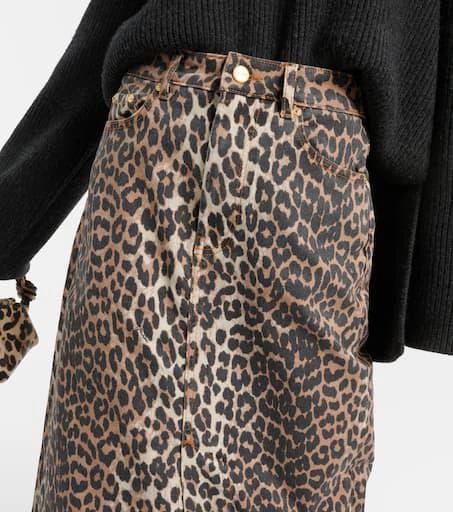 Ganni Leopard-print denim maxi skirt 4