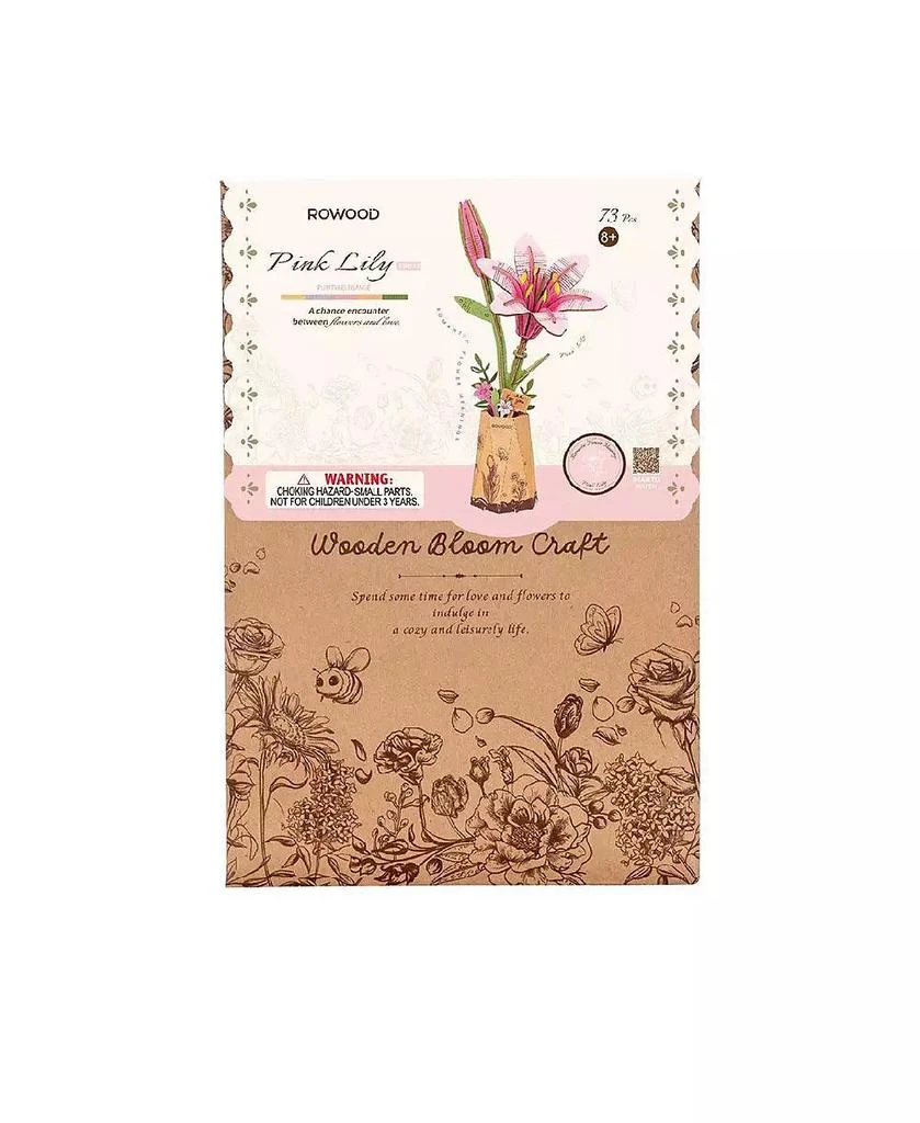 Flash Popup DIY 3D Wood Puzzle Pink Lily 73 pieces 4