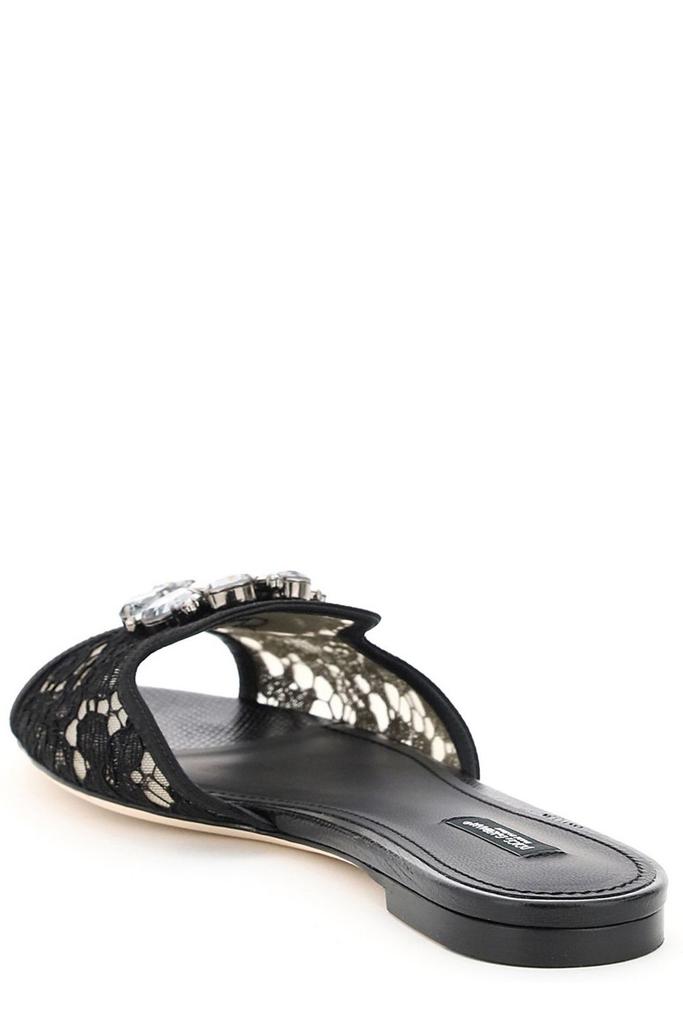 【DOLCE & GABBANA】 Bianca Lace Sl Bianca embellished lace sandals in white - Dolce Gabbana