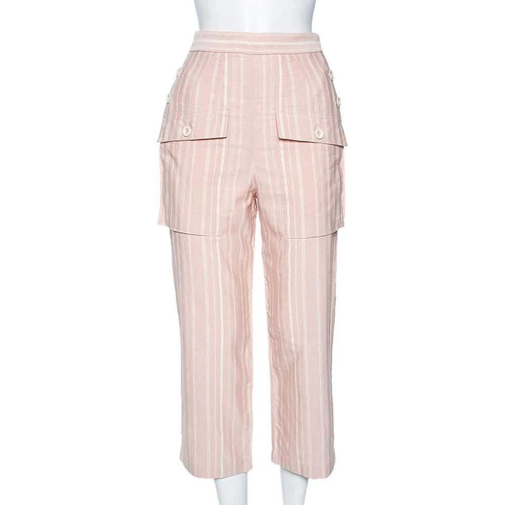 Chloé Chloe Light Pink Striped Pocketed Straight Leg Pants S 1
