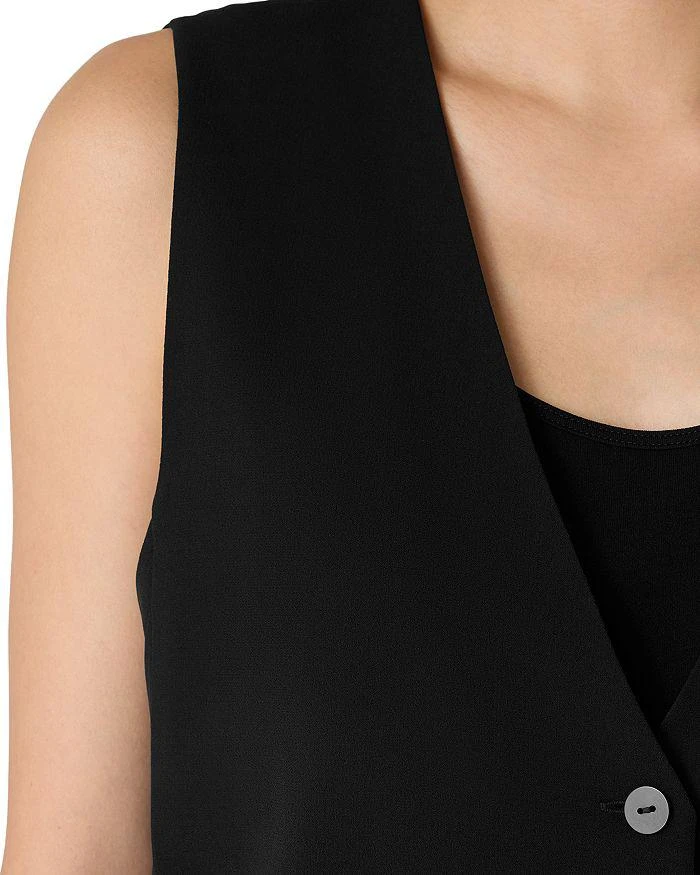 Eileen Fisher Silk Georgette Crepe V Neck Short Silk Vest 4