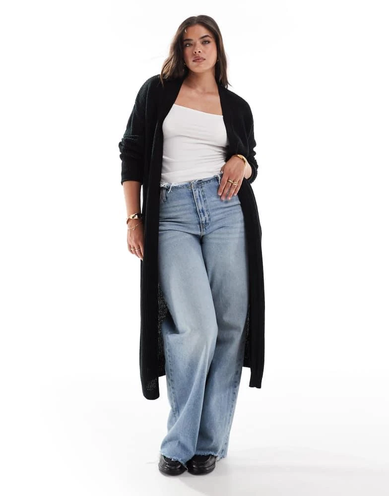 Yours Yours longline cardigan in black 4