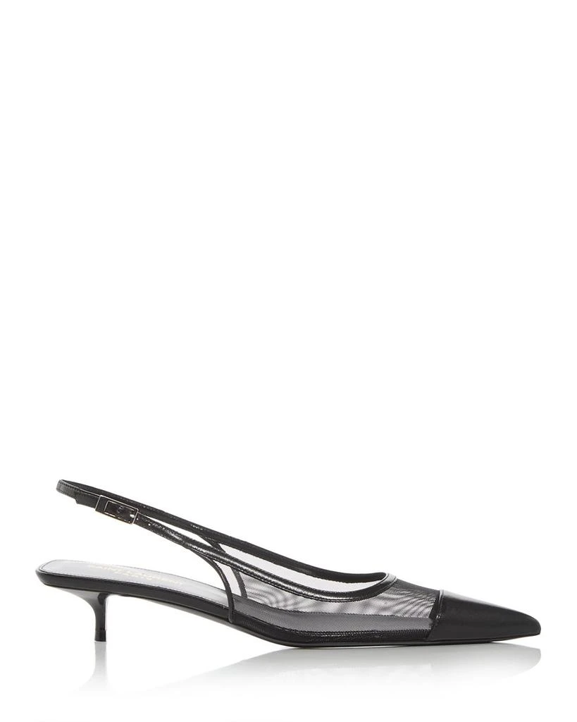 Yves Saint Laurent Women's Oxalis Slingback Kitten Heel Pumps 2