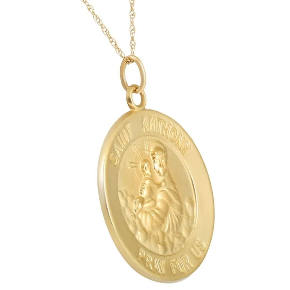 Pompeii3 14k Yellow Gold St. Anthony Medal Pendant 1" Tall 5.5 Grams 2