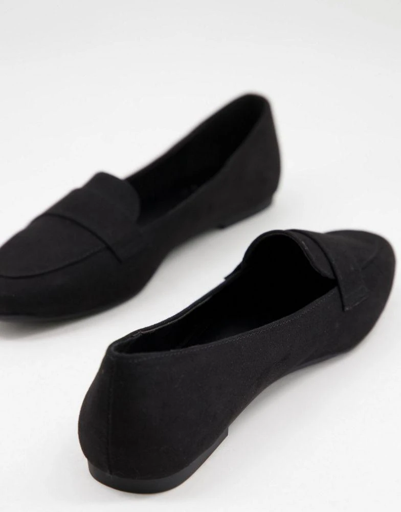 ASOS ASOS DESIGN Lilie loafer ballet flats in black suedette 4