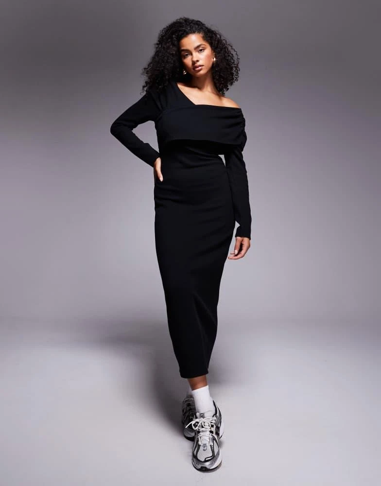 asos wrap front midi dress ASOS DESIGN Curve wrap front midi dress with seaming details in wine