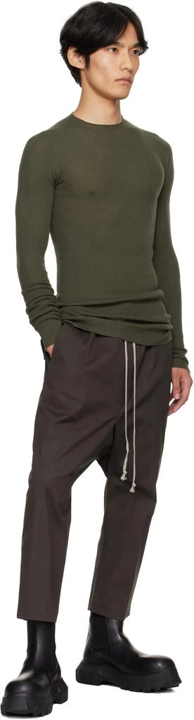 Rick Owens Khaki Concordians Ribbed Round Neck Sweater 4