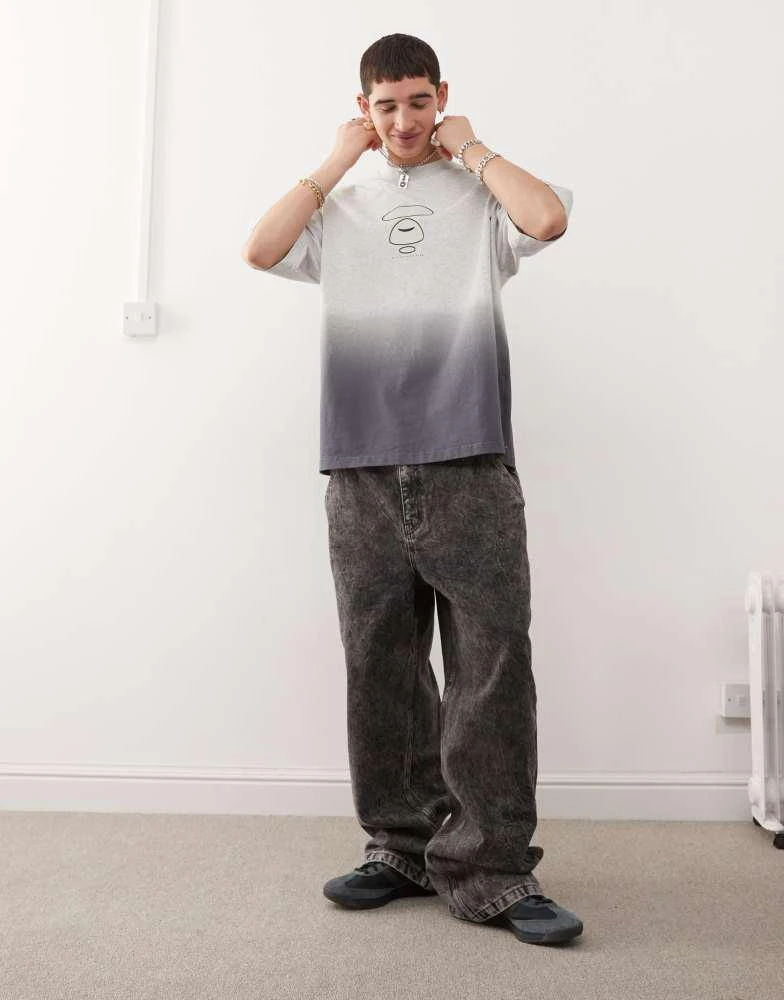 AAPE Aape By A Bathing Ape logo back print ombre t-shirt in grey multi 3