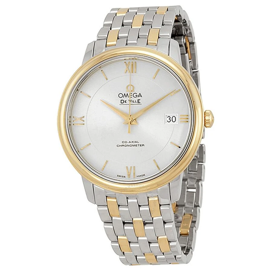 Omega DeVille Prestige Stainless Steel and 18kt Yellow Gold Silver Dial Unisex Watch 42420372002001 1