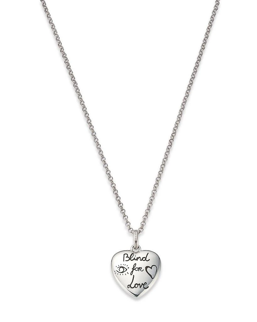 Gucci Sterling Silver Blind for Love Engraved Pendant Necklace, 17" 1