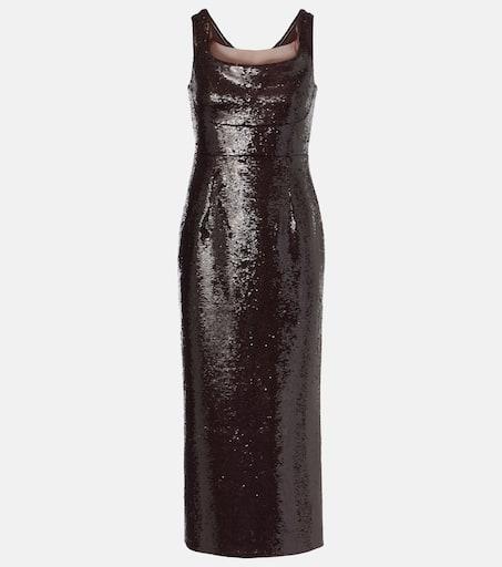 REBECCA VALLANCE Gloria sequined floral-appliqué gown