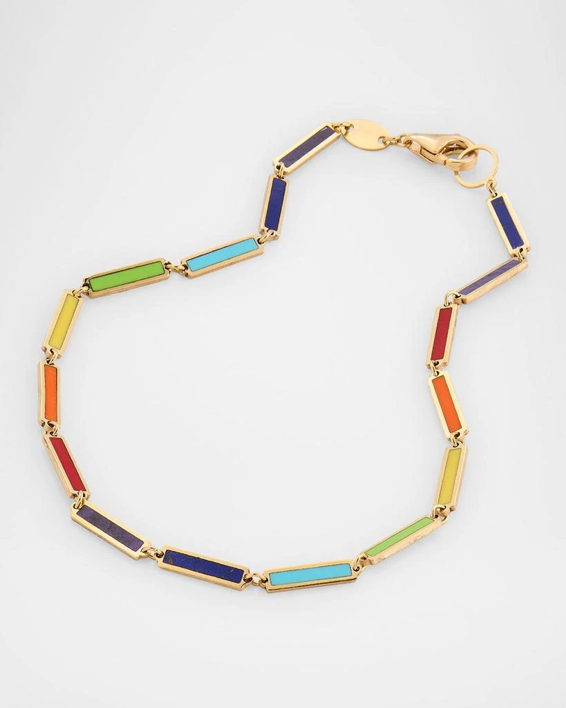 Frederic Sage 14K Yellow Gold Rainbow Inlay Station Bracelet 3