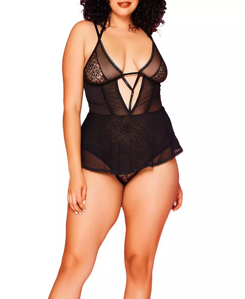 Hauty Kendal Plus Size 1 Piece Mesh Chemise Style Teddy 1