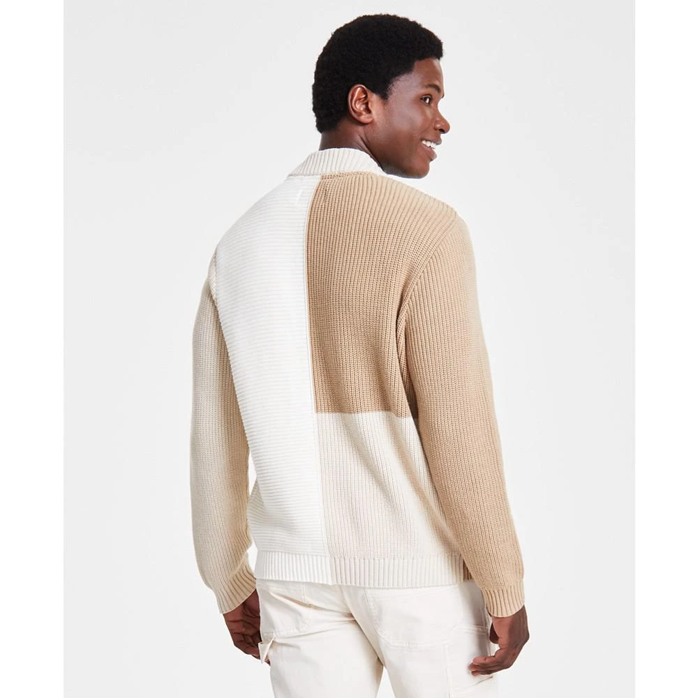 Sun + Stone Men's Regular-Fit Colorblocked Patchwork Cardigan, Created for Macy's 2