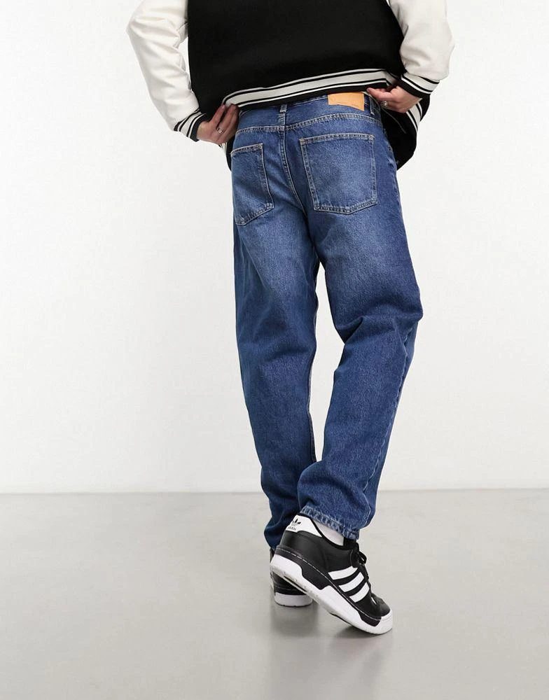 Bershka Bershka straight vintage jeans in dark blue 2