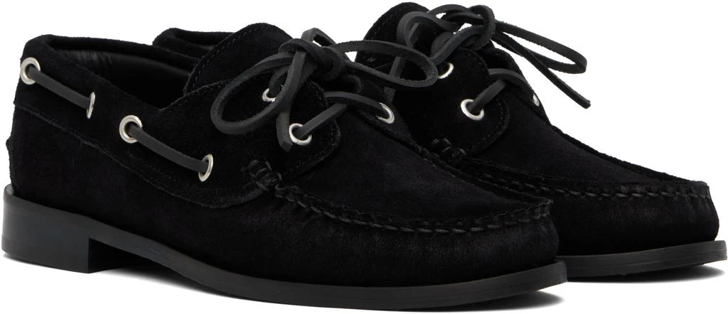 AEYDE Black Harris Suede Boat Shoes 4