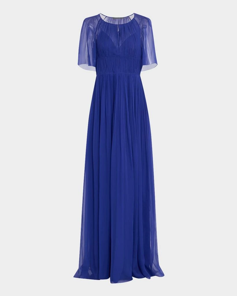 Alberta Ferretti Pleated Organic Chiffon Gown 1