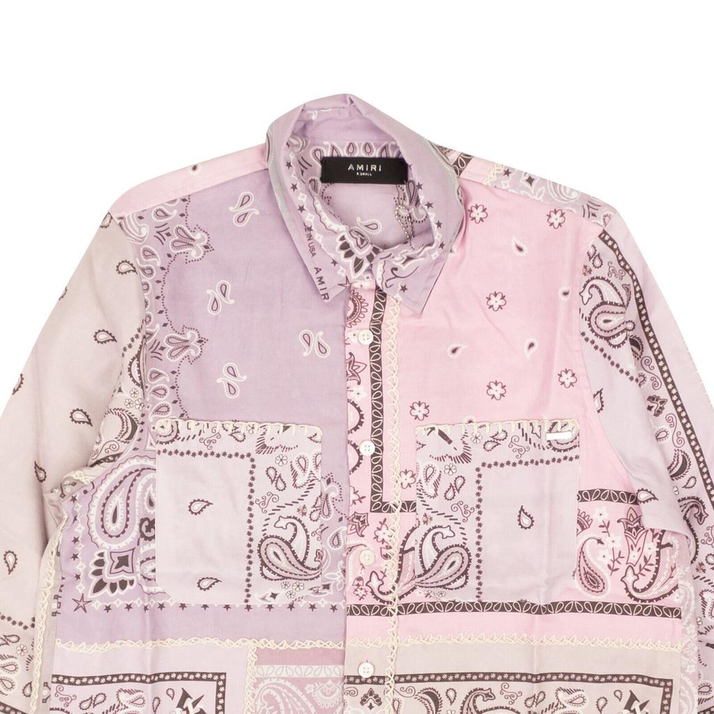 AMIRI Lavender Cotton Bandana Reconstructed Flannel Shirt