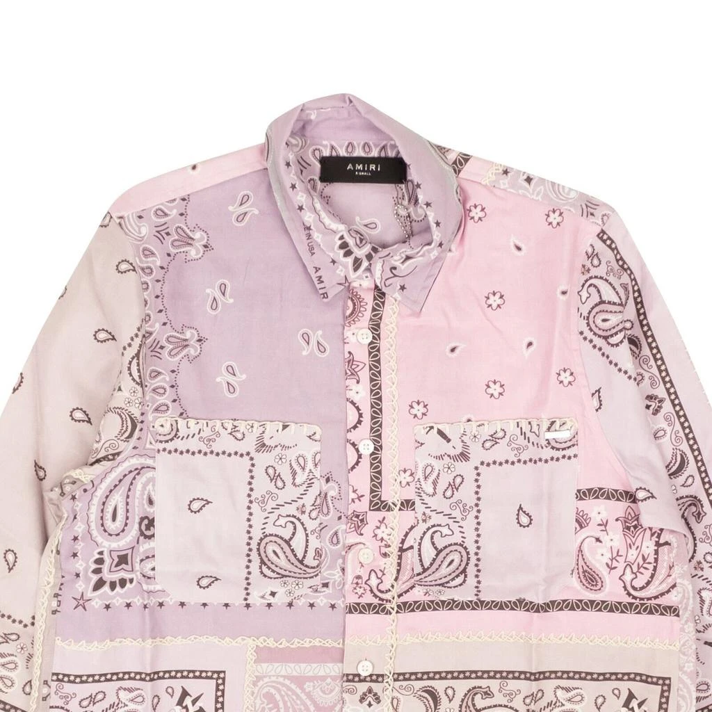 AMIRI Lavender Cotton Bandana Reconstructed Flannel Shirt 2