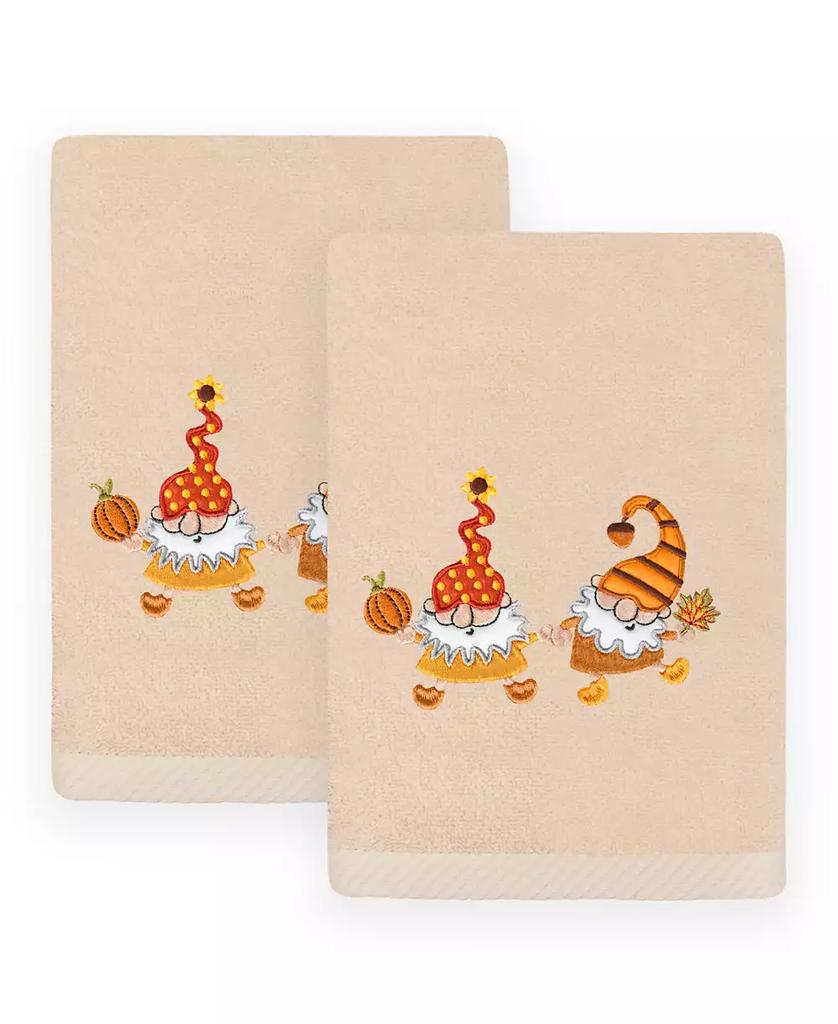 Linum Home Textiles Textiles Autumn Gnomes Embroidered Luxury 100% Turkish Cotton Hand Towels Set, 2 Piece