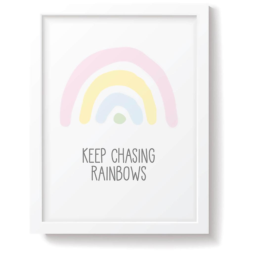 The Hut Snüz Keep Chasing Rainbows Nursery Print - Pastel