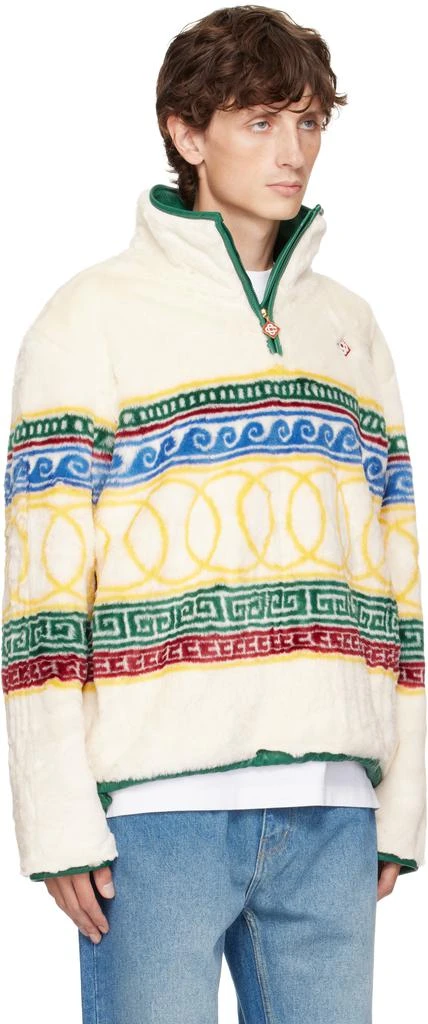 Casablanca White 'Les Anneaux' Pullover Faux-Fur Jacket 2