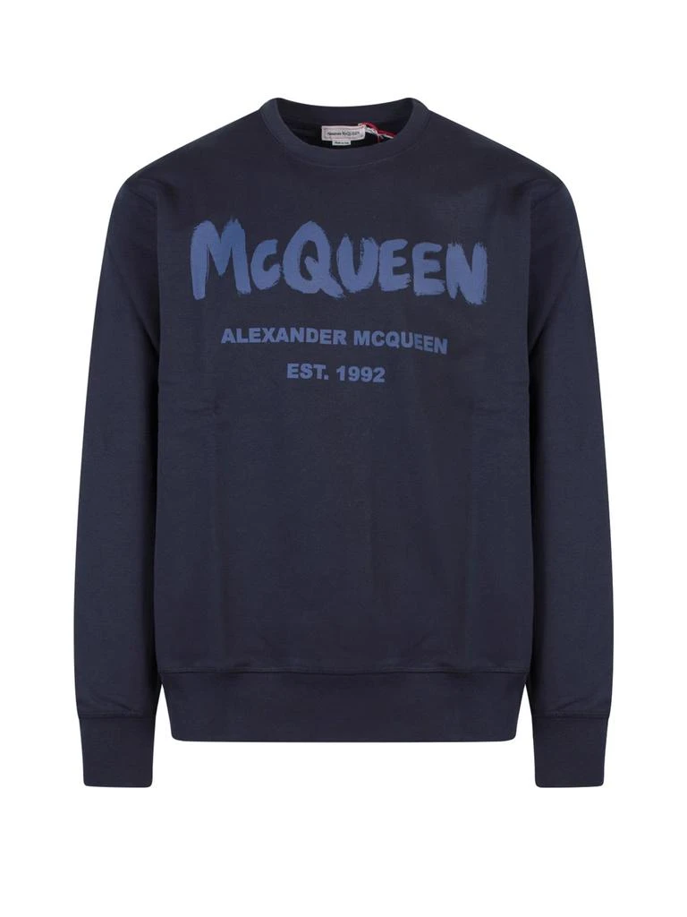 Alexander McQueen Alexander McQueen Graffiti Logo Printed Crewneck Sweatshirt 1